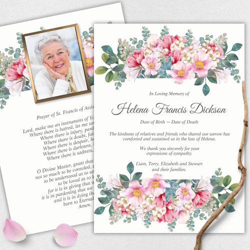 Funeral Memorial Rose Garden Thank You Cards