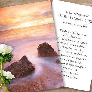 Funeral Memorial Seascape Prayer Sympathy Cards