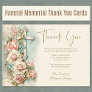 Funeral Memorial Service Floral Cross Religious Thank You Card