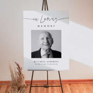 Funeral Memorial Sign, Minimalist Funeral Welcome Foam Board