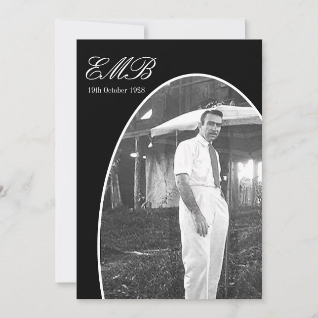 Funeral Memorial Simple Black White Photo Invitation (Front)