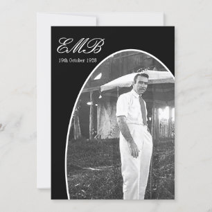 Funeral Memorial Simple Black White Photo Invitation