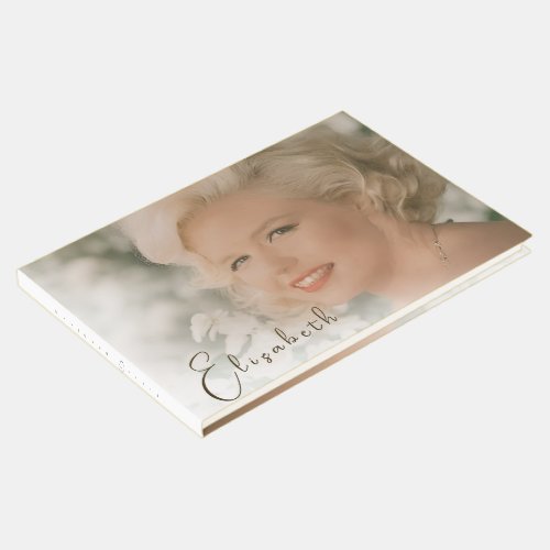 Funeral Memorial Simple Photo White Overlay  Guest Book
