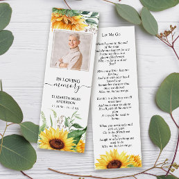 Funeral Memorial Sunflower Floral Mini Bookmark