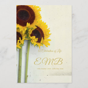 Funeral Memorial Sunflowers Celebration of life Invitation