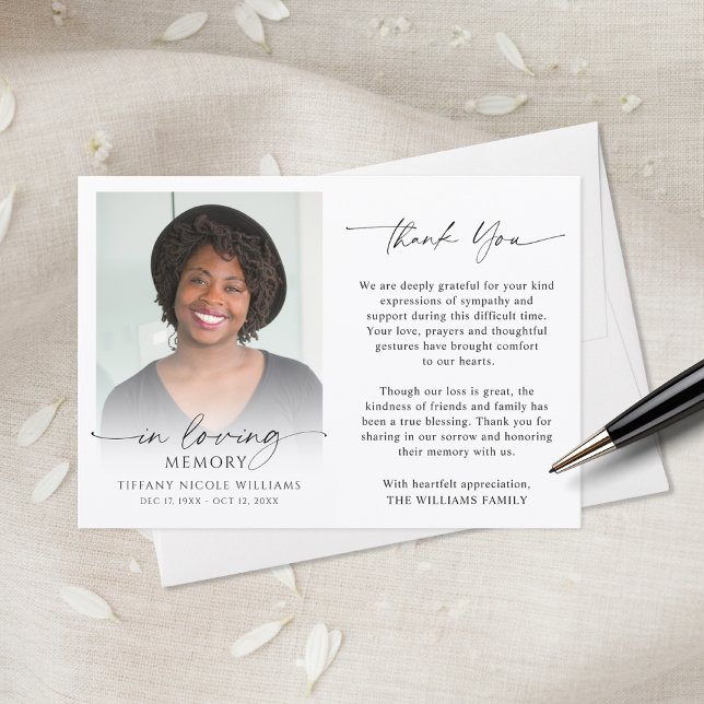 Funeral Memorial Thank You In Loving Memory Photo  Card (Creator Uploaded)