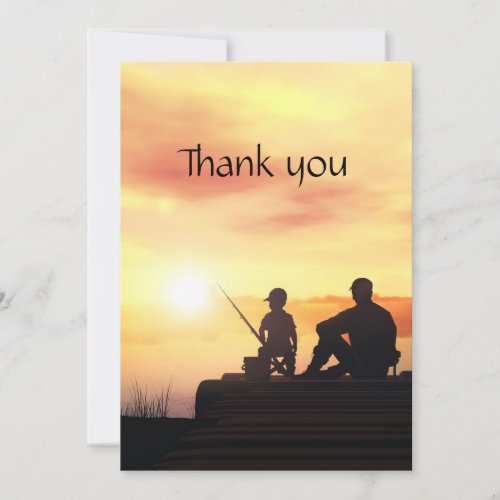 Funeral Memorial Thanks Father Son Fishing Fish Thank You Card