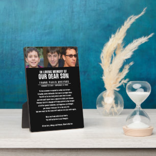 Funeral memorial tribute son black poem photos plaque