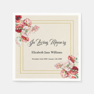 Funeral Memorial Watercolor Poppies Napkins