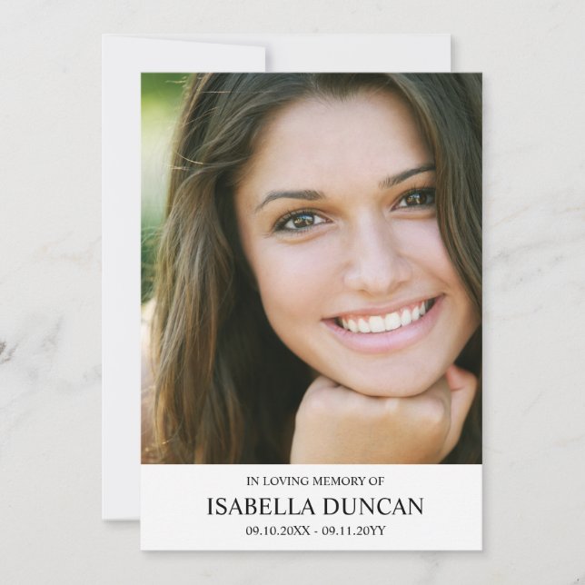 Funeral Memorial | White | In loving memory Photo (Front)