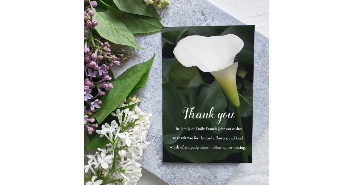 Funeral/Memorial White Lily Floral Thank You Card | Zazzle