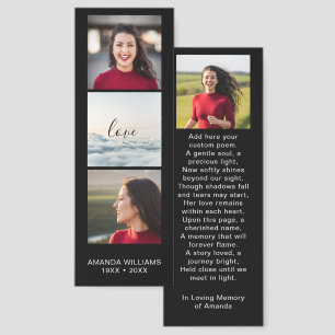 Funeral Memorials Remembrance photo and text Bookmarks