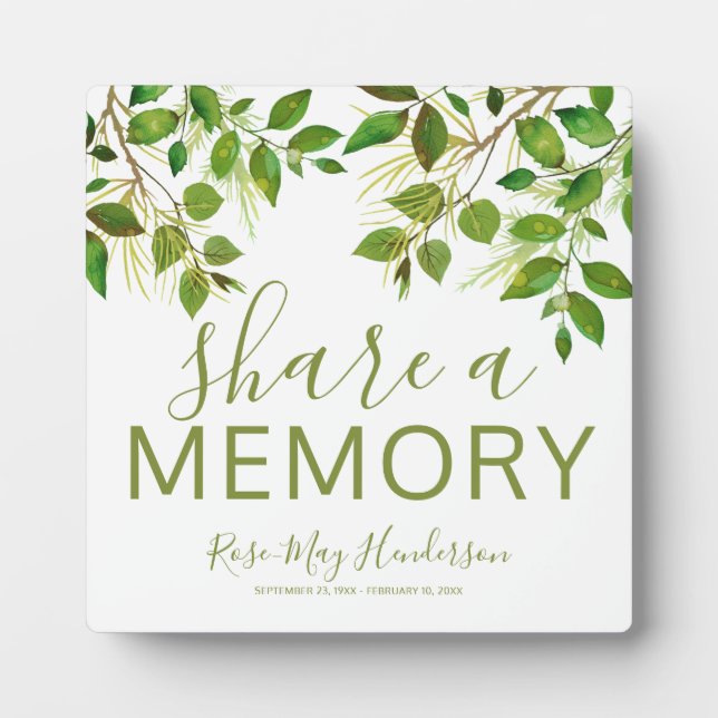 Funeral Memory Table | Share a Memory Plaque (Front)