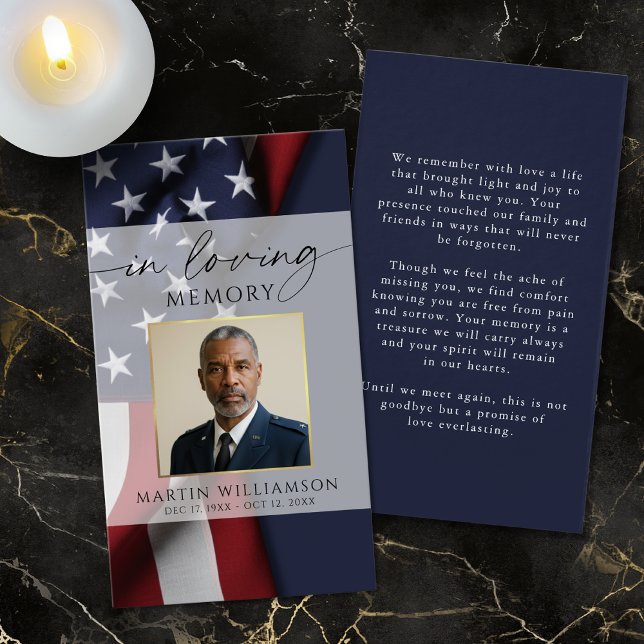 Funeral Military US Flag Photo Prayer Card (Creator Uploaded)