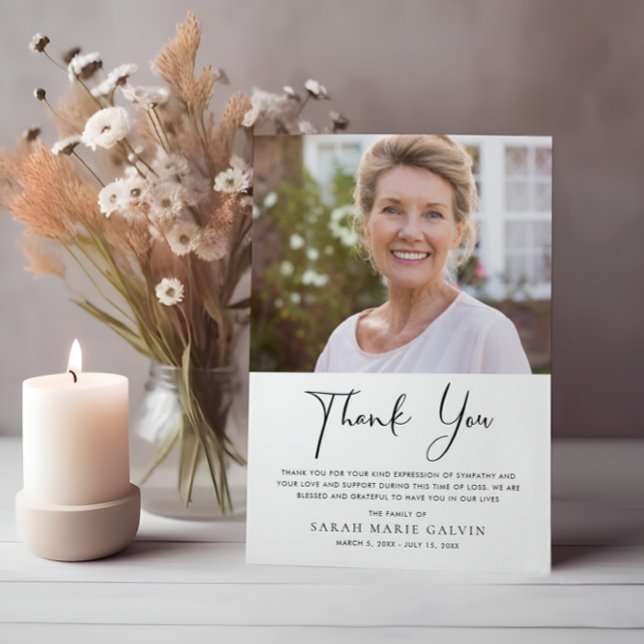 Funeral Minimal Modern Elegant Photo Thank You Card (Creator Uploaded)