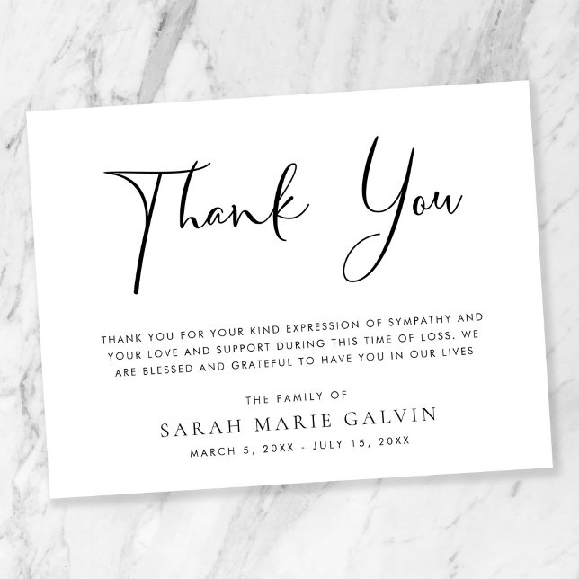 Funeral Minimal Modern Elegant Thank You Card (Creator Uploaded)