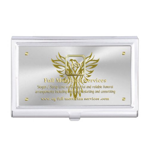 Funeral Mortician Golden Square Rising Phoenix Business Card Case