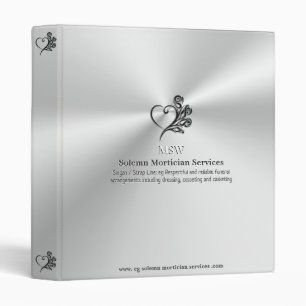 Funeral Mortician Services, Heart and Roses 3 Ring Binder