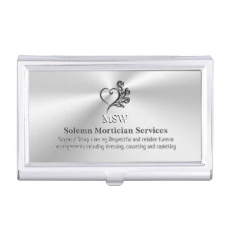 Funeral Mortician Services, Heart and Roses Business Card Case