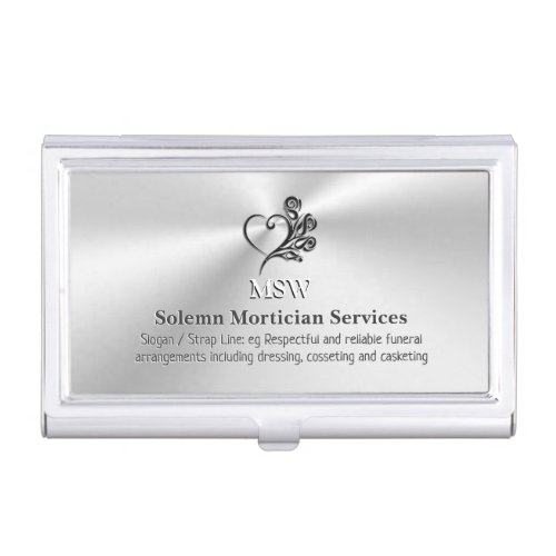 Funeral Mortician Services Heart and Roses Business Card Case