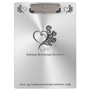Funeral Mortician Services, Heart and Roses Clipboard