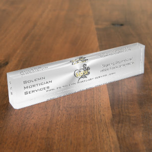 Funeral Mortician Services, Heart and Roses Desk Name Plate