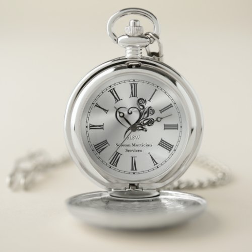 Funeral Mortician Services Heart and Roses Pocket Watch