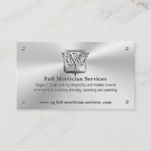 Funeral Mortician, Silver Square, Rising Phoenix Business Card