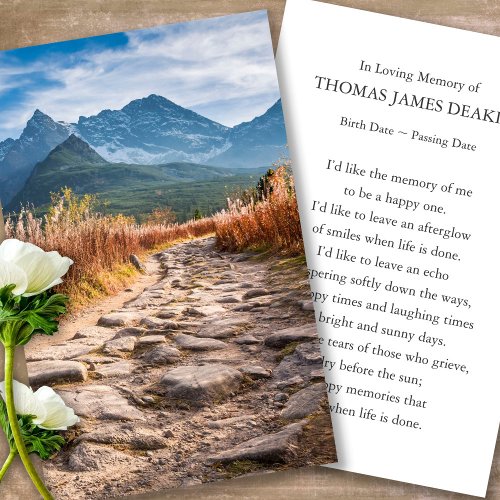 Funeral Mountain at Sunset Prayer Sympathy Cards