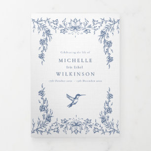 Funeral Obituary Order of Service hummingbird Tri-Fold Program