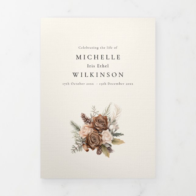 Funeral Obituary Order of Service Photo Memorial Tri-Fold Program (Cover)