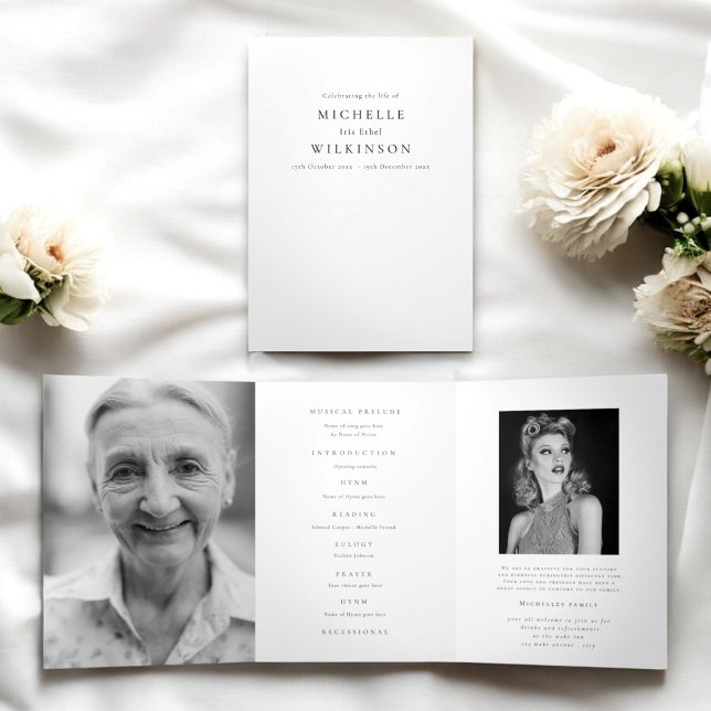 Funeral Obituary Order of Service Photo Memorial  Tri-Fold Program (Creator Uploaded)