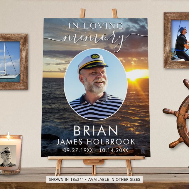 Funeral Ocean Sunset Photo In Loving Memory Foam Board (Creator Uploaded)
