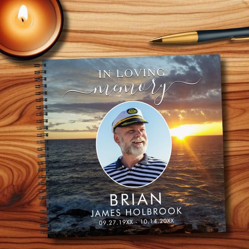 Funeral Ocean Sunset Photo In Memory Guestbook Notebook