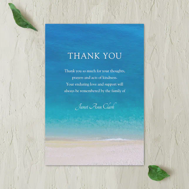 Funeral Ocean Thank You Note Card | Zazzle