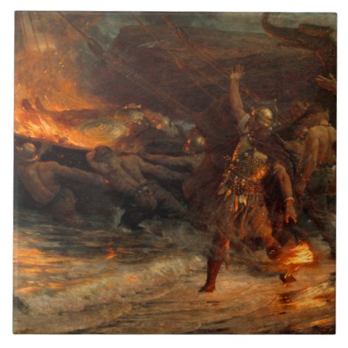 Funeral of a Viking by Frank Dicksee Ceramic Tile