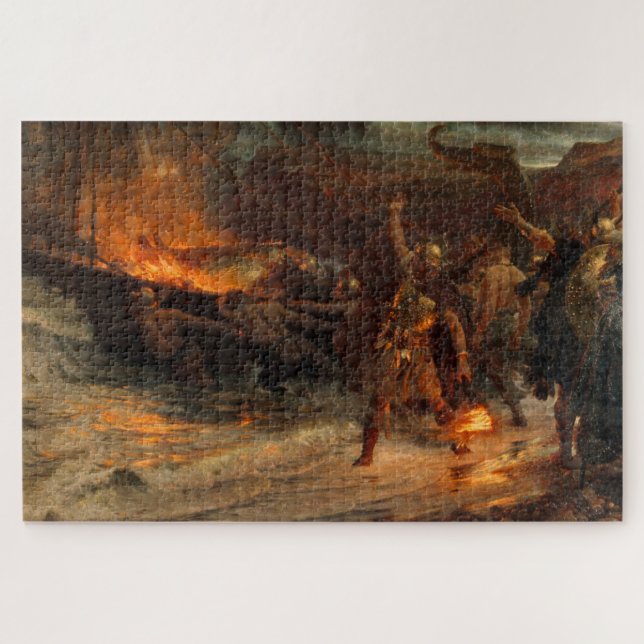 Funeral of a Viking (by Frank Dicksee) Jigsaw Puzzle (Horizontal)