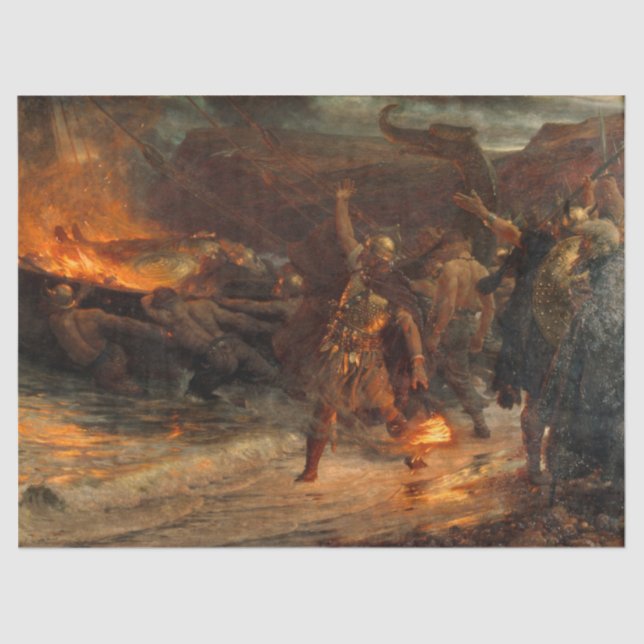 Funeral of a Viking (by Frank Dicksee) Tissue Paper (Front)