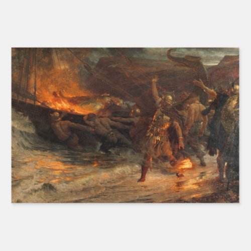 Funeral of a Viking by Frank Dicksee Wrapping Paper Sheets