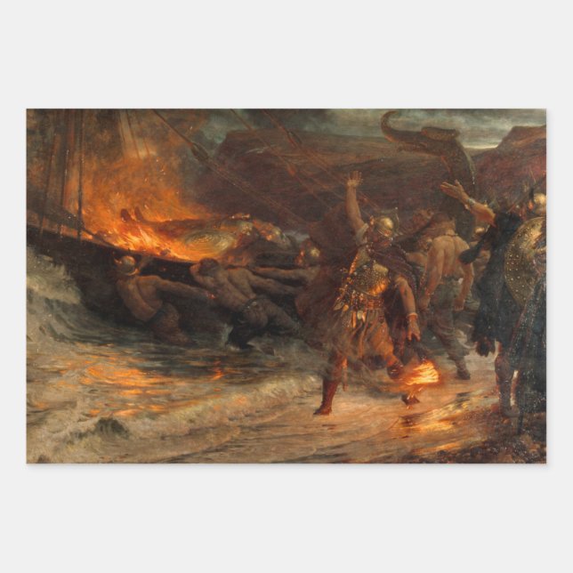 Funeral of a Viking (by Frank Dicksee) Wrapping Paper Sheets (Front)