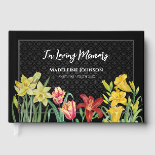 Funeral of Loved One Spring Flowers Damask Guest Book
