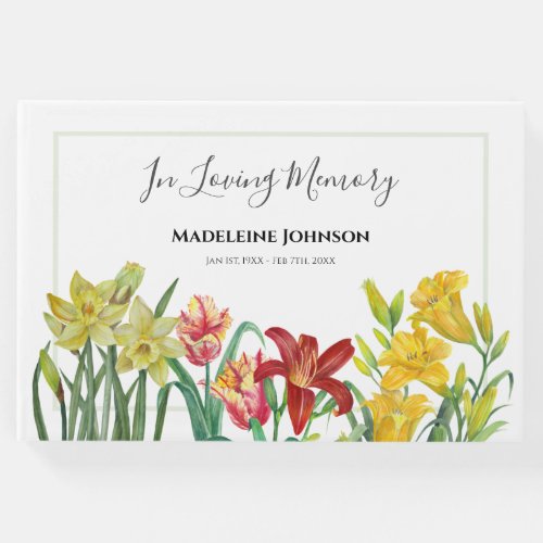 Funeral of Loved One Watercolor Spring Bloom Guest Book