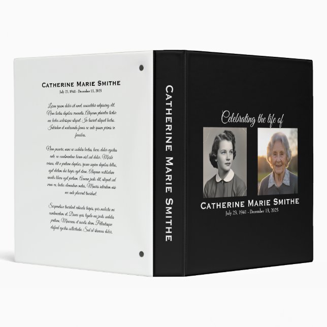 Funeral or Memorial Double Image 3 Ring Binder (Background)