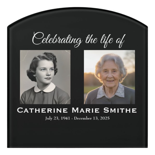 Funeral or Memorial Double Image Door Sign (Contour Front)