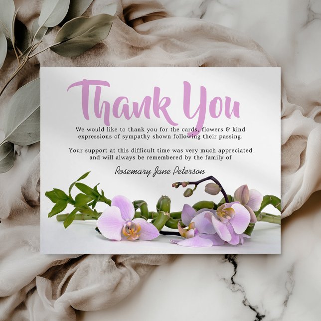 Funeral Orchid Photo Thank You Card (Creator Uploaded)