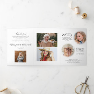 Funeral Order of Service Before & After Photo Tr Tri-Fold Invitation