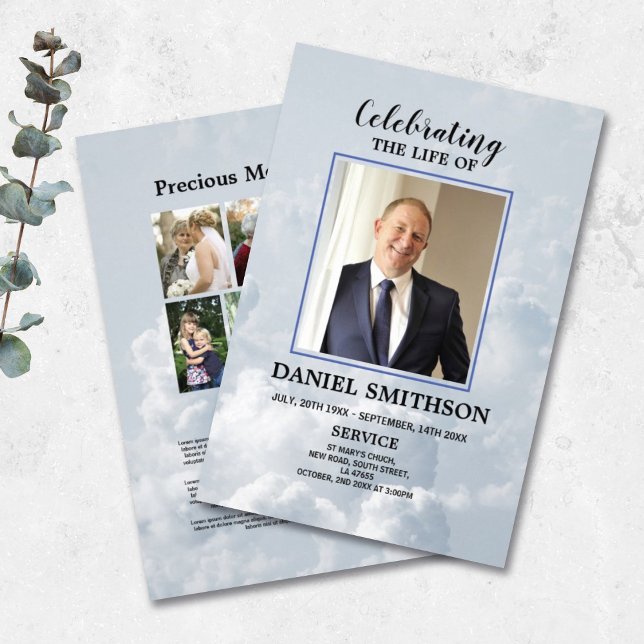 Funeral Order of Service Celebrating Life Clouds Flyer (Creator Uploaded)