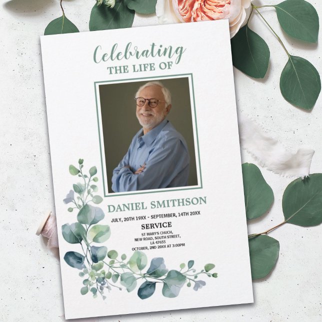 Funeral Order of Service Celebrating Life Greenery Flyer (Creator Uploaded)