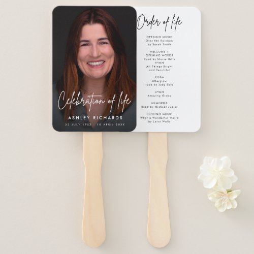 Funeral Order of Service Celebration of Life   Hand Fan