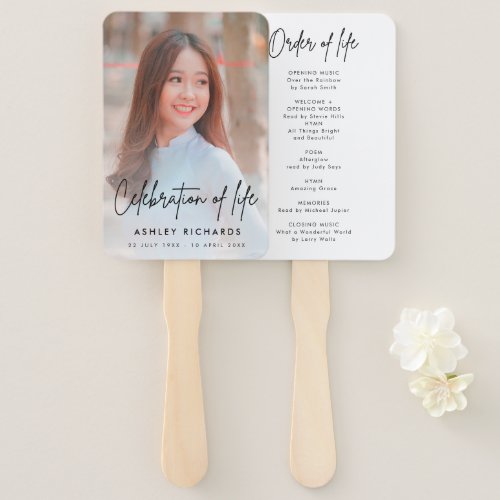 Funeral Order of Service Celebration of Life   Hand Fan